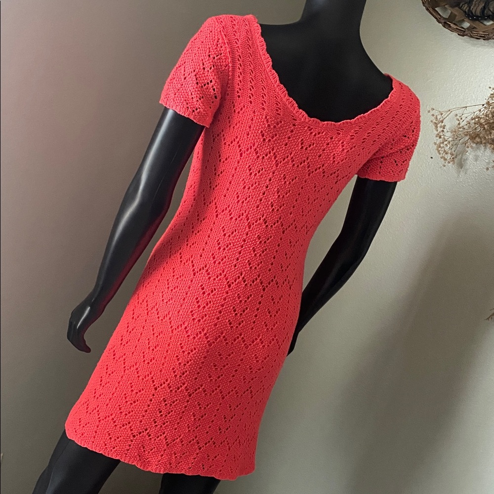 Rebellion Vibrant Coral Knit Dress - Picture 7 of 13